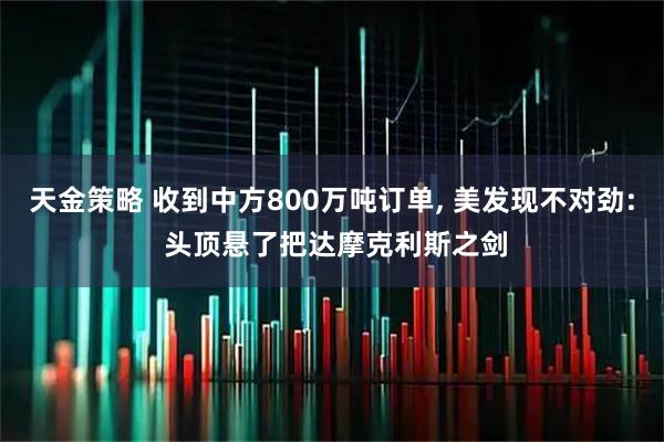 天金策略 收到中方800万吨订单, 美发现不对劲: 头顶悬了把达摩克利斯之剑